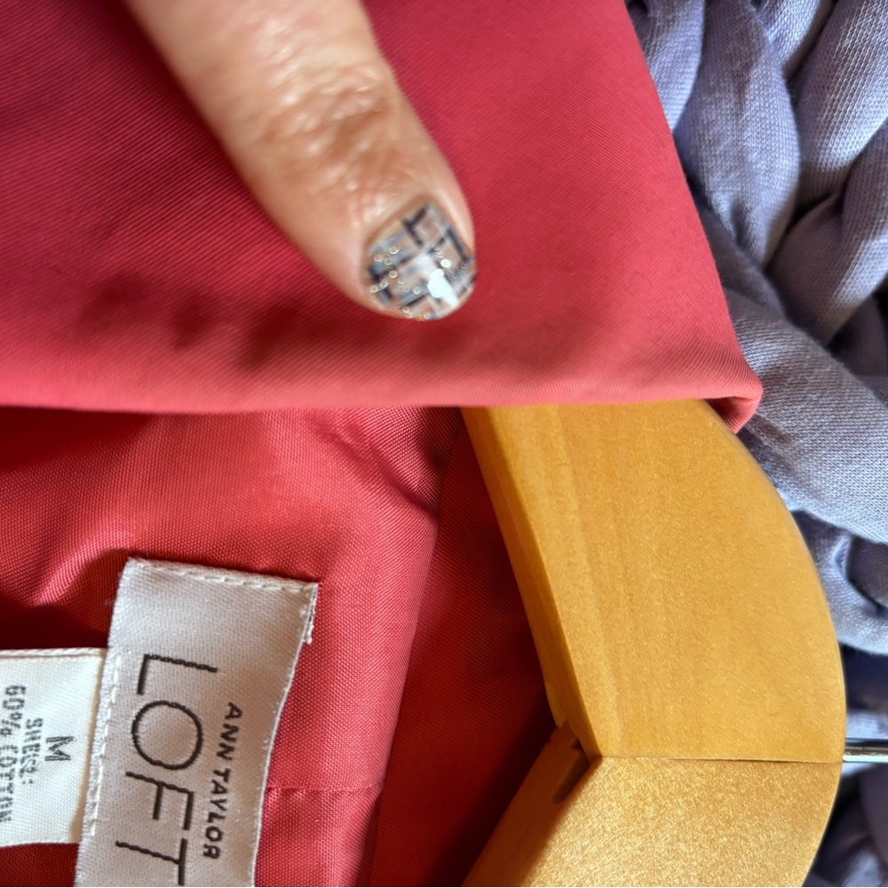 LOFT Crimson Red Single-Breasted Trench Coat - Picture 5 of 5